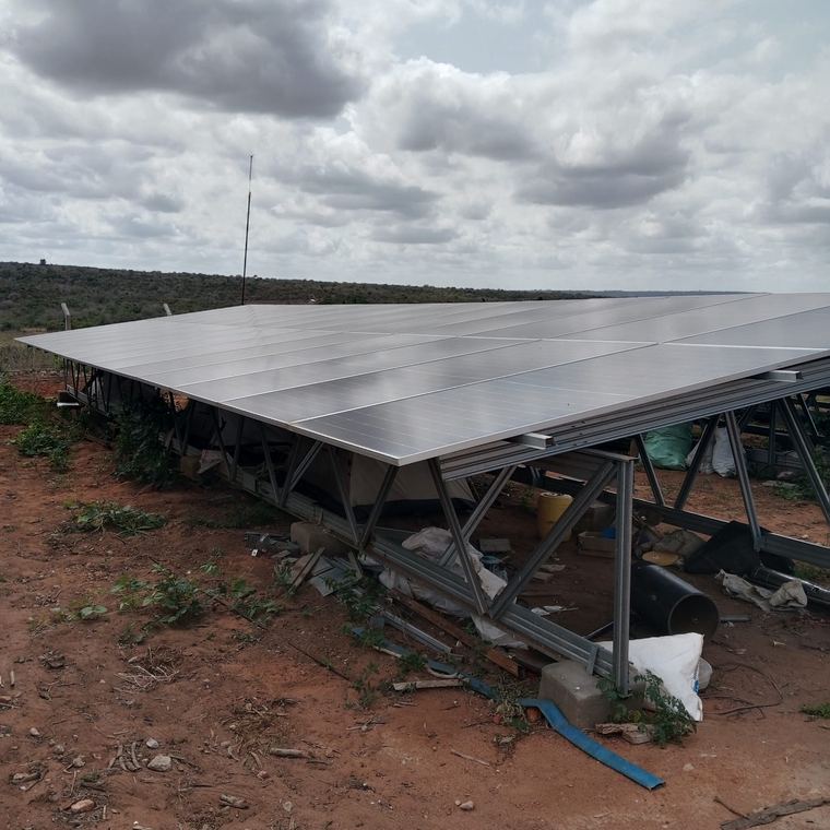 A solar array powering farm water pumping